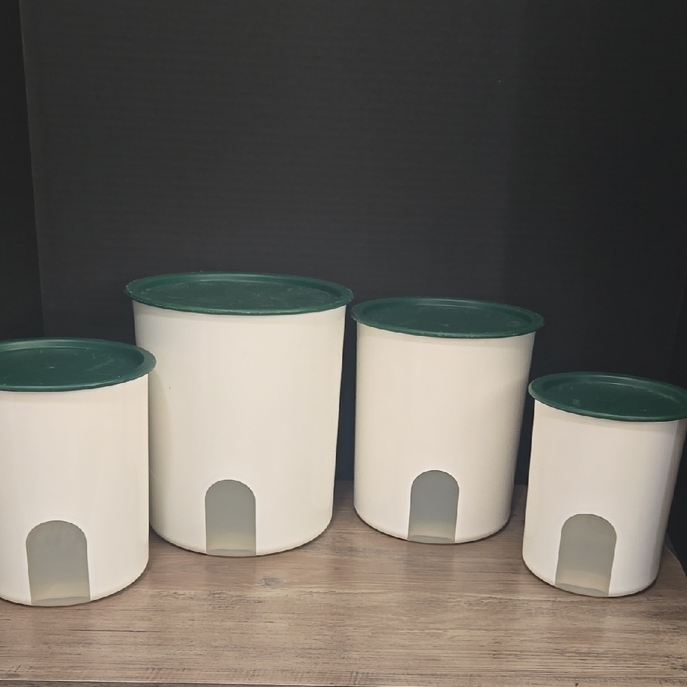Tupperware Set of White and Green Food Storage Containers